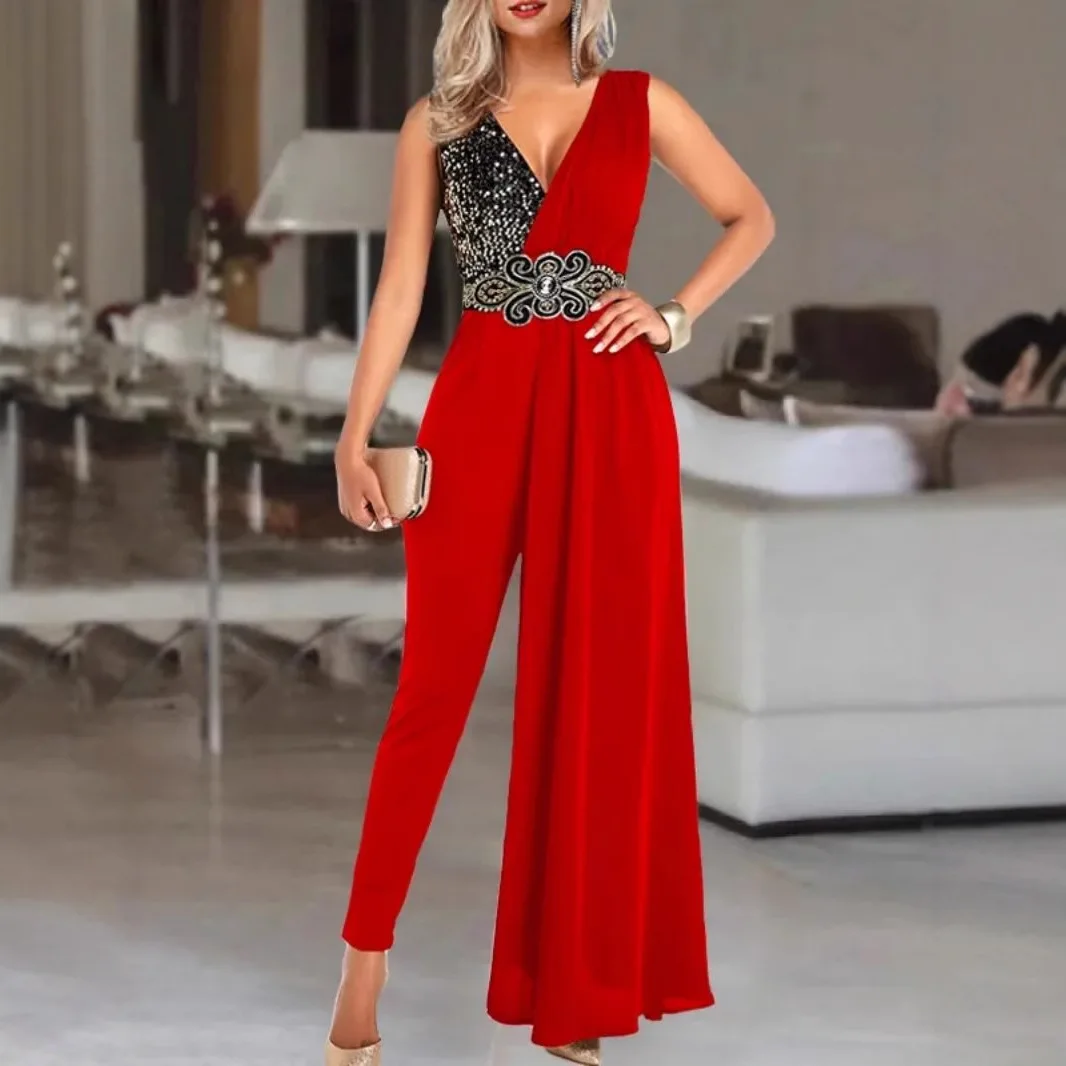

Spring and summer new women's clothing perspective long-sleeved lace batch waist fake two-piece jumpsuit party sexy temperament