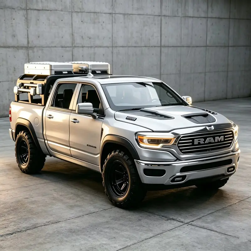 1:32 DODGE RAM 1500 REX Pickup Model Samochodu z Odlewu Stopu Metalu, Pojazdy Terenowe, Model Samochodu z Symulacją Dźwięku i Światła, Kolekcja, Prezent