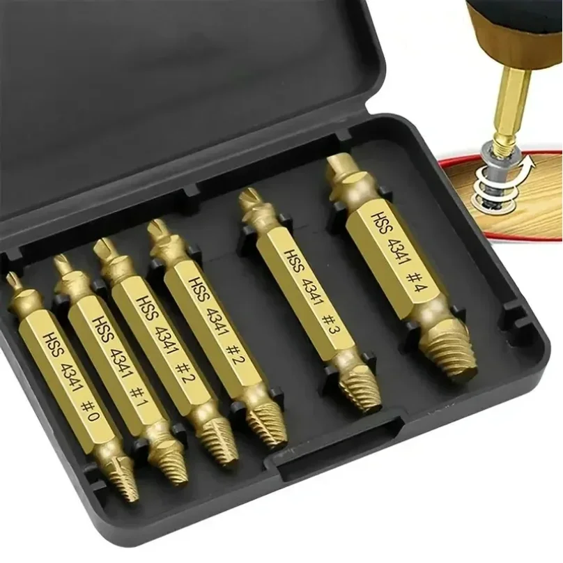 

Damaged Screw Extractor Set HSS Drill Bit Stripped Broken Remover Small Easily Quickly Take Out Kit Easy Demolition Power Tools