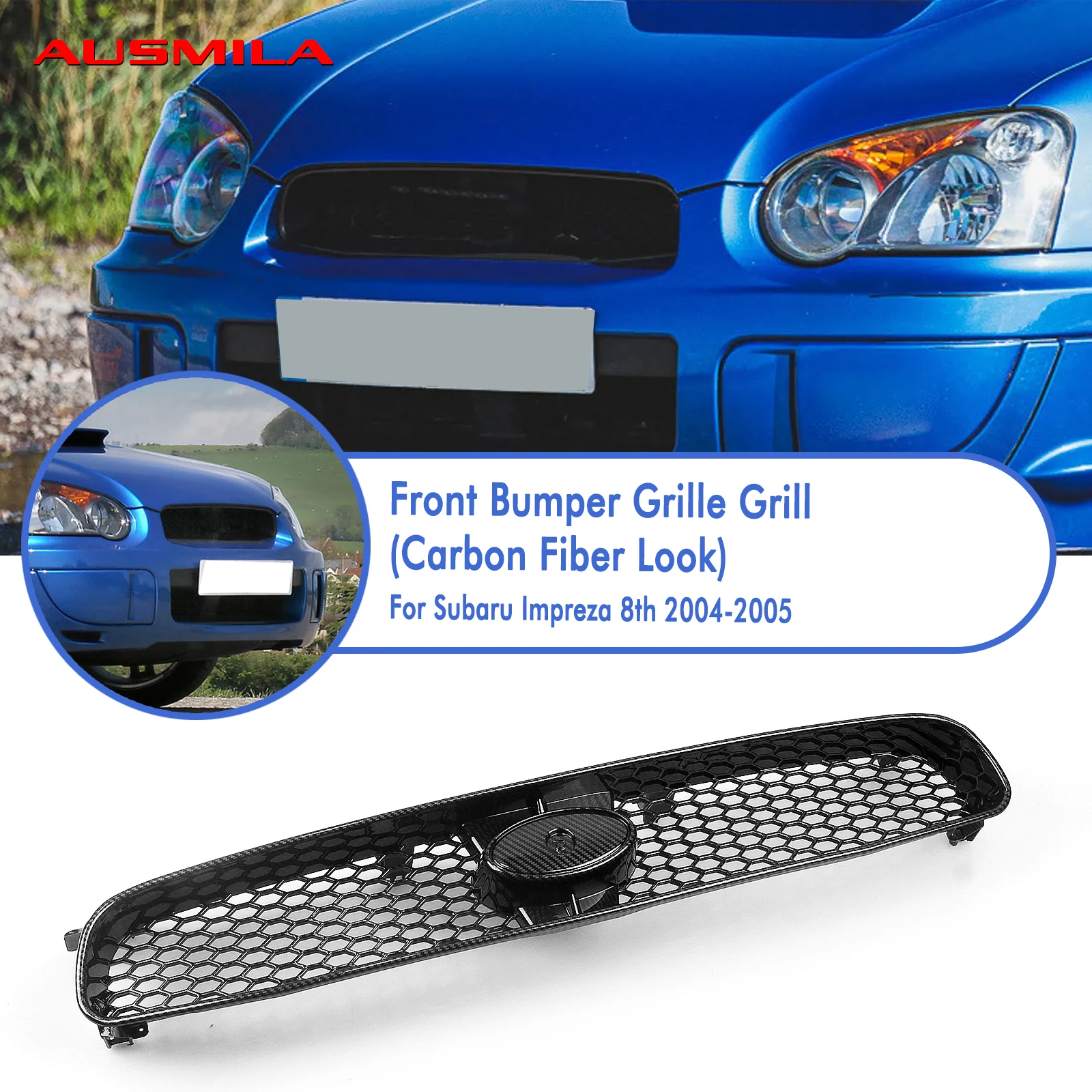 

Car Front Grille Racing Grill Hood Mesh Grid For Subaru Impreza 8th GEN 2004-2005