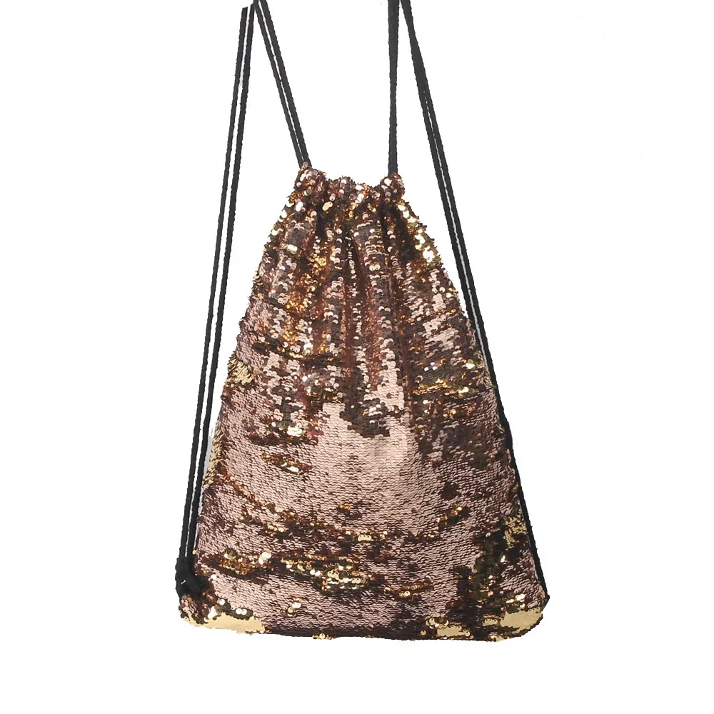 Women Sequins Daypacks Bling Bling Bag For Beach Mermaid Drawstring Bag Men Backpacks