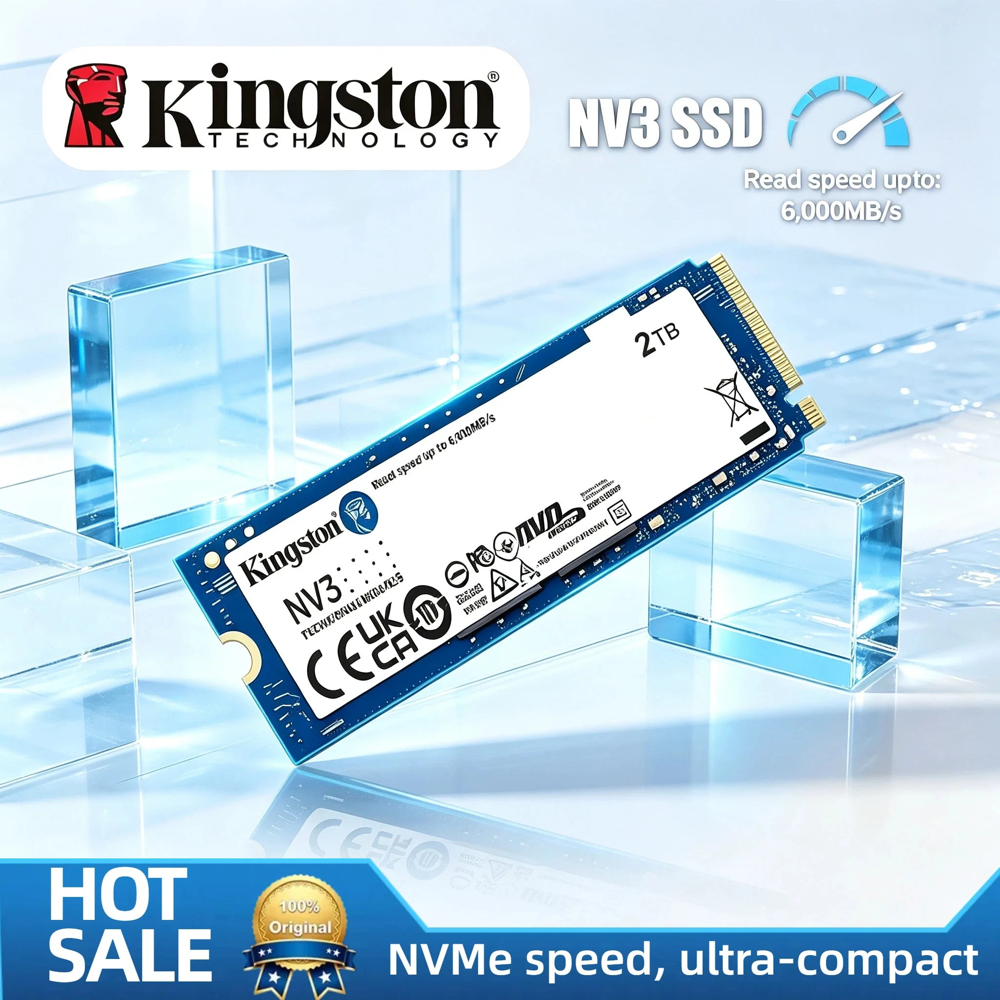 

Kingston NV3 500GB 1TB 2TB M.2 2280 PCIe 4.0 NVMe SSD 6000MB/s Internal Hard Drive for Desktop Laptop High Speed Max