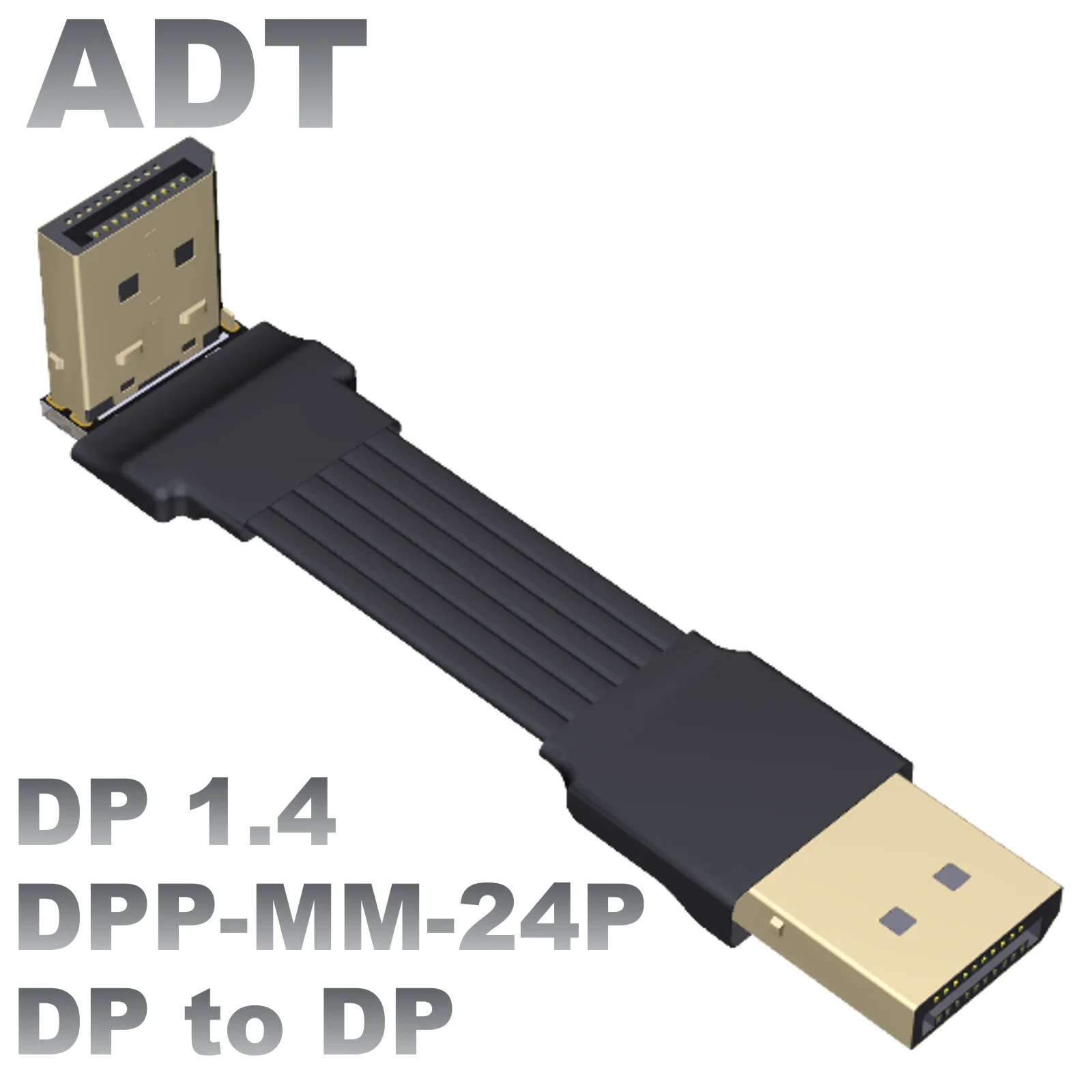 ADT DP-Câble d'extension mâle à mâle Displayport ug 1.4, coin plat, fin, souple, carte de fouille