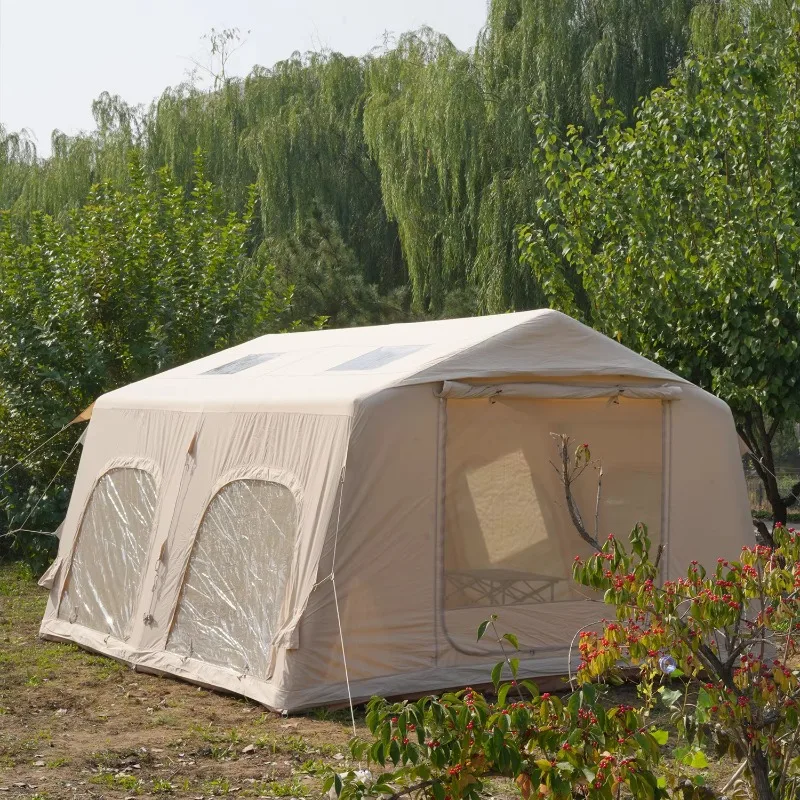 XMSJ Portable 13.68m Outdoor Waterproof Four Seasons Family Camping Tent Two Bedrooms 420D Oxford Cloth PVC Inflatable Design Qu