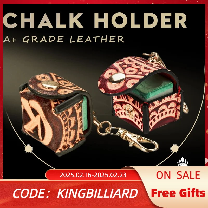 KONLLEN Pool Billiard Chalk Holder with Leather hand engraving  suitable for square round chalk  billiards accessories