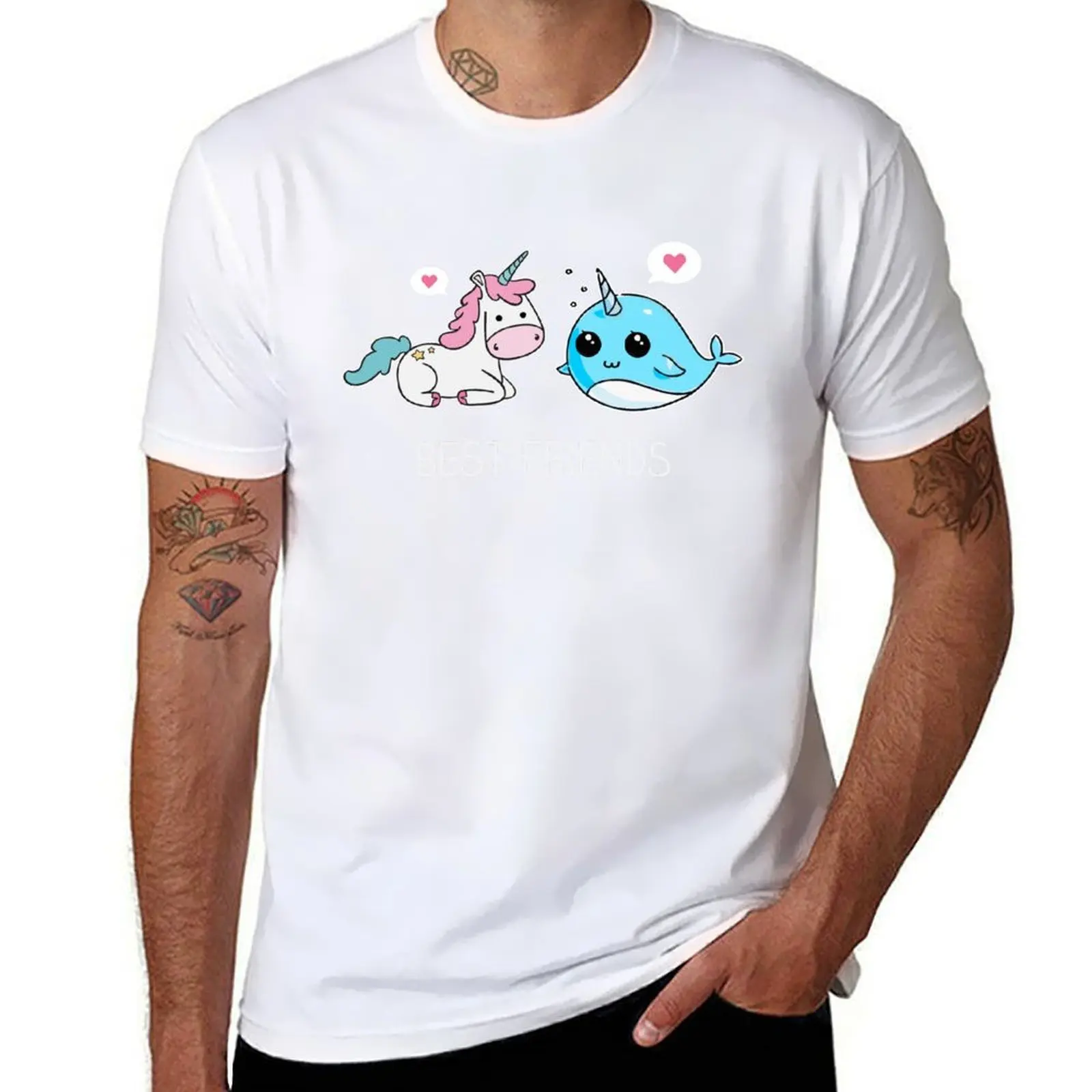 

Unicorn And Narwhal Best Friends T-Shirt t shirts for man cotton funny t shirt men 100% cotton luxury brand T-Shirt