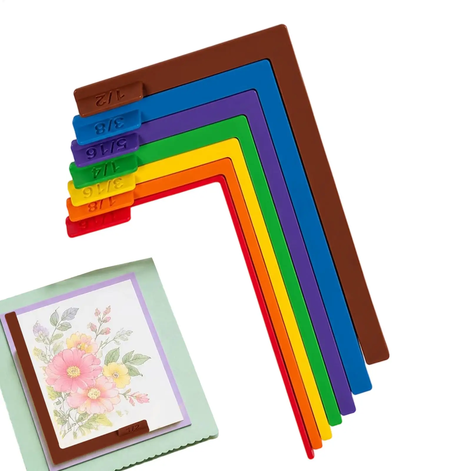 Guide d'alignement pour travaux manuels sur papier avec étiquettes de taille, 7 pièces/ensemble, outils de positionnement pour la création de cartes et le scrapbooking