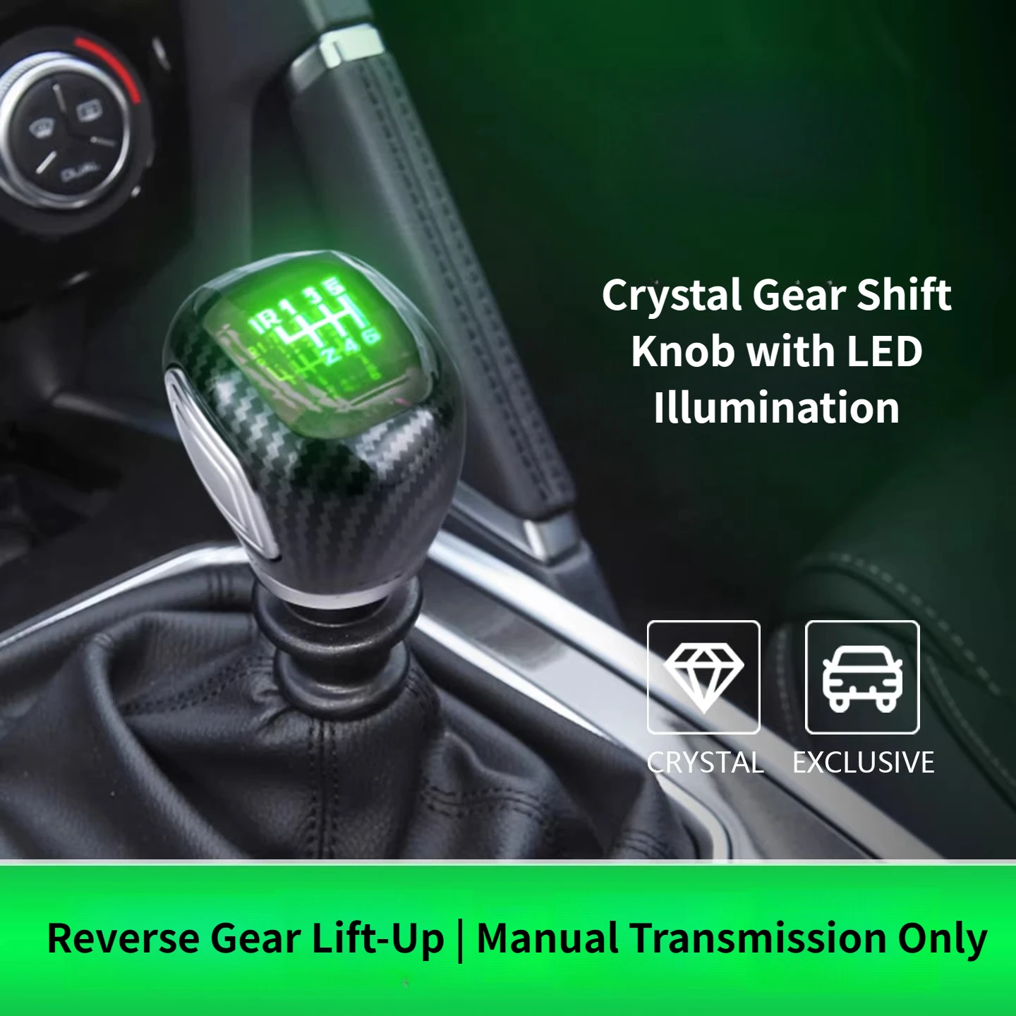 

For Car Manual Transmission Modification Crystal Gear Head Car Light Handball Gear Head Upside Down Lift Gear Lever Accessories