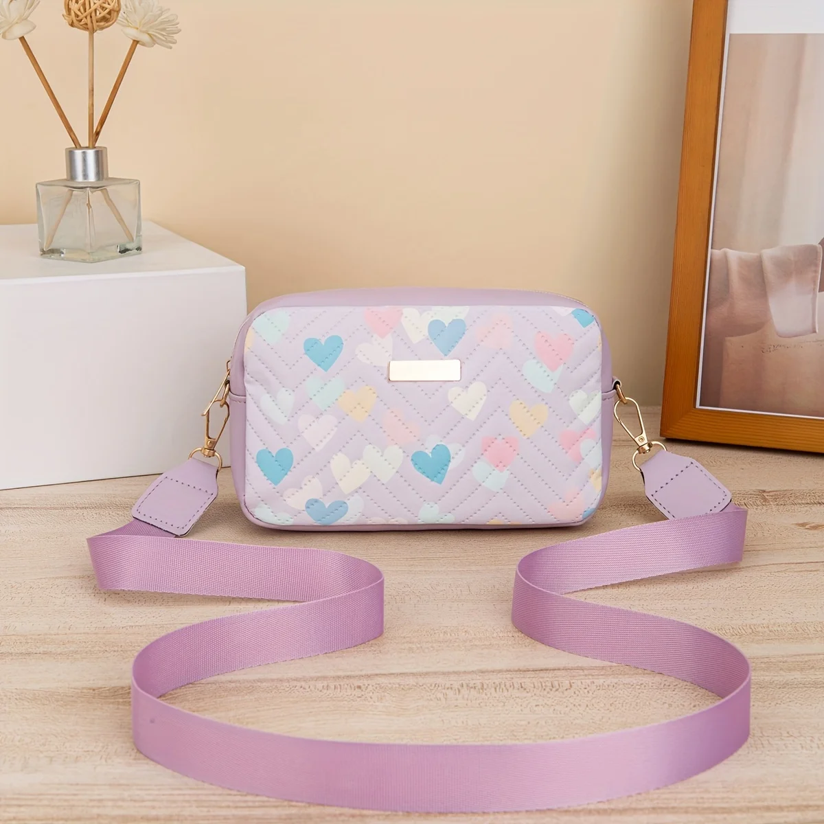 Mini-Mode-gesteppte Umhängetasche, trendige PU-Umhängetasche, lässige Handtasche und Handy-Geldbörse für Damen – Detail 19