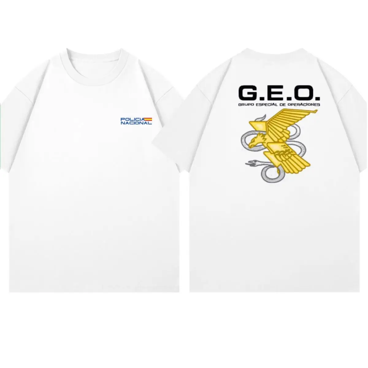 فريق العمليات الخاصة الإسبانية القوات الخاصة CNP National Police Theme مطبوعة قصيرة الأكمام تي شيرت رجالي كاجوال مريح #2
