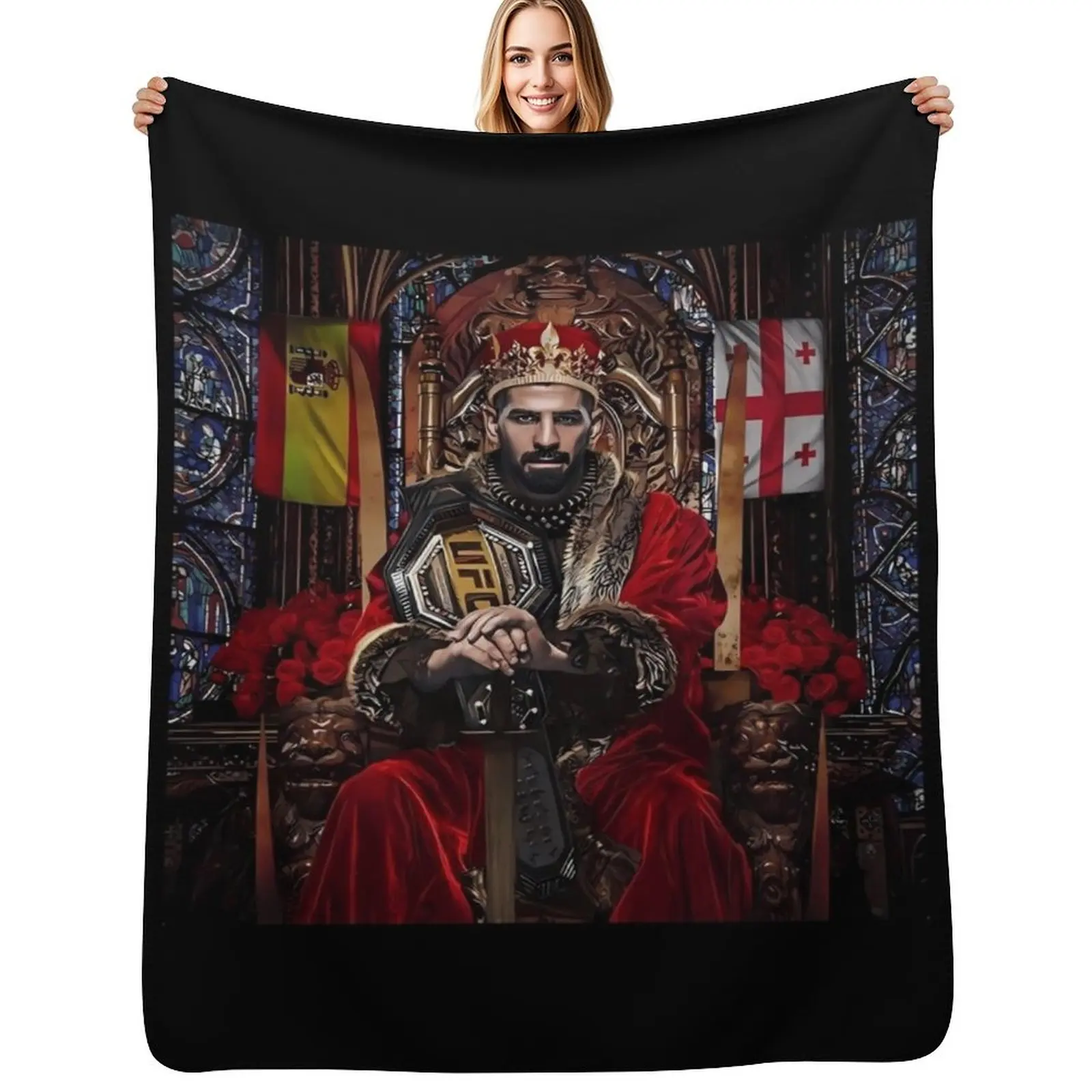 Ilia Topuria Throw Blanket Durable Warm Blanket for Daily Home Use