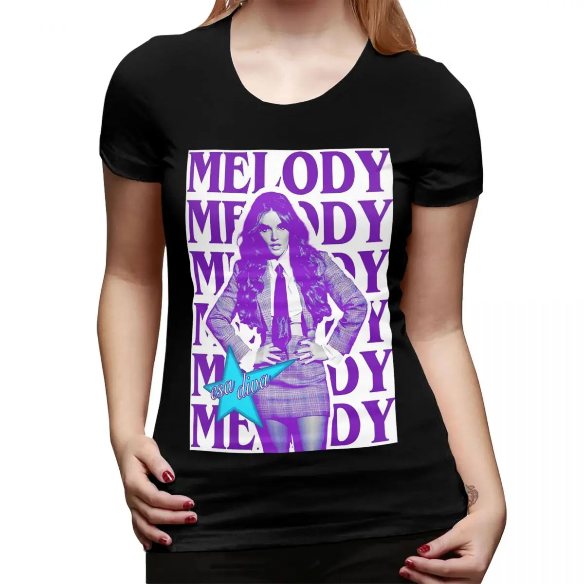 

Melody Esa Diva Spain Eurovision Merch T-Shirt for Women Crew Neck Streetwear T Shirts Women's Tees Short Summer Clothes Tops