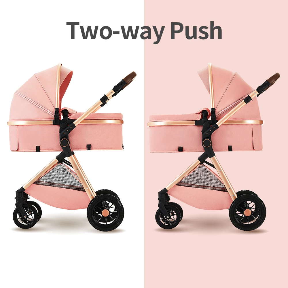 B.CHILDHOOD Kinderwagen 3-in-1, Kombinationskinderwagen, Reisesysteme, Buggy mit umkehrbarem Zwei-Wege-Druck mit Muttertasche, Regenschutz, Fußsack – Detail 5