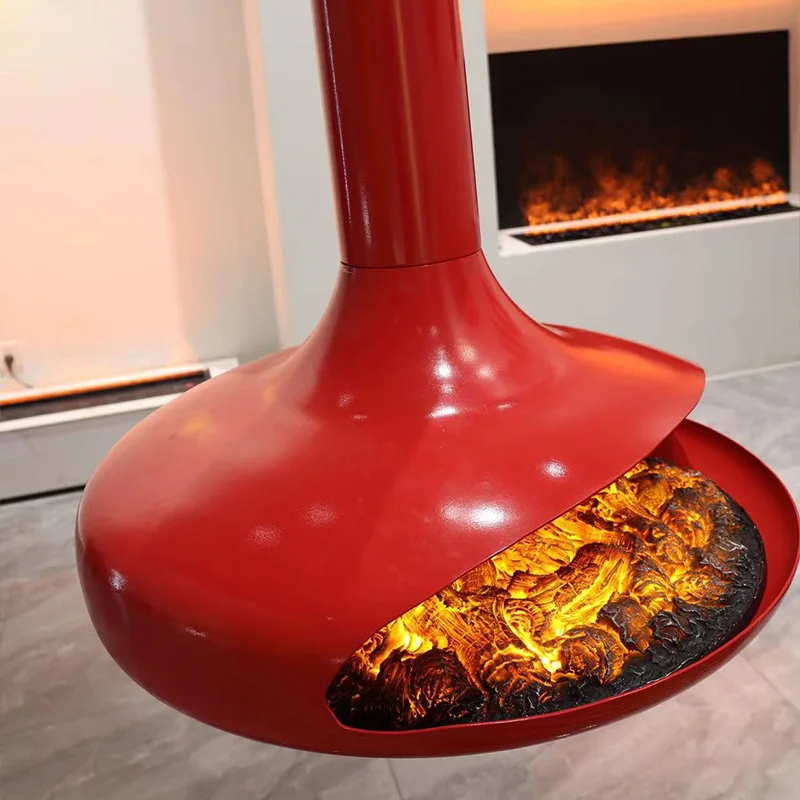 

Modern Hanging UFO Fireplace Home Homestay Villa Hotel Real Fire Wood Burning Atomization Decorative Hanging Fireplace Hanging F