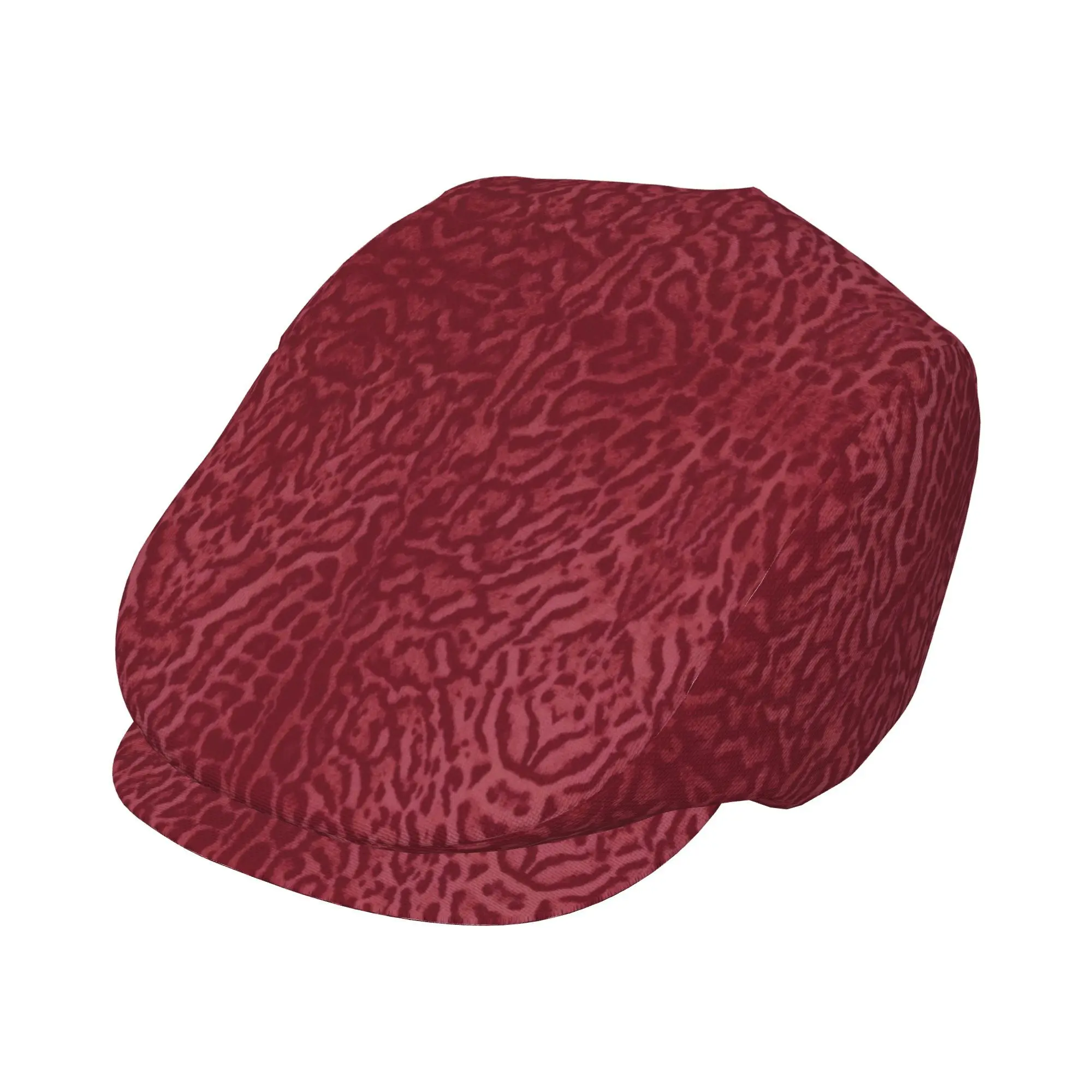 2D Flat - 1pc Burgundy Velvet Leopard Print for All-Over Printed Beret, Retro Newsboy Cap, Unisex, a Must-Have Fashion Accessory