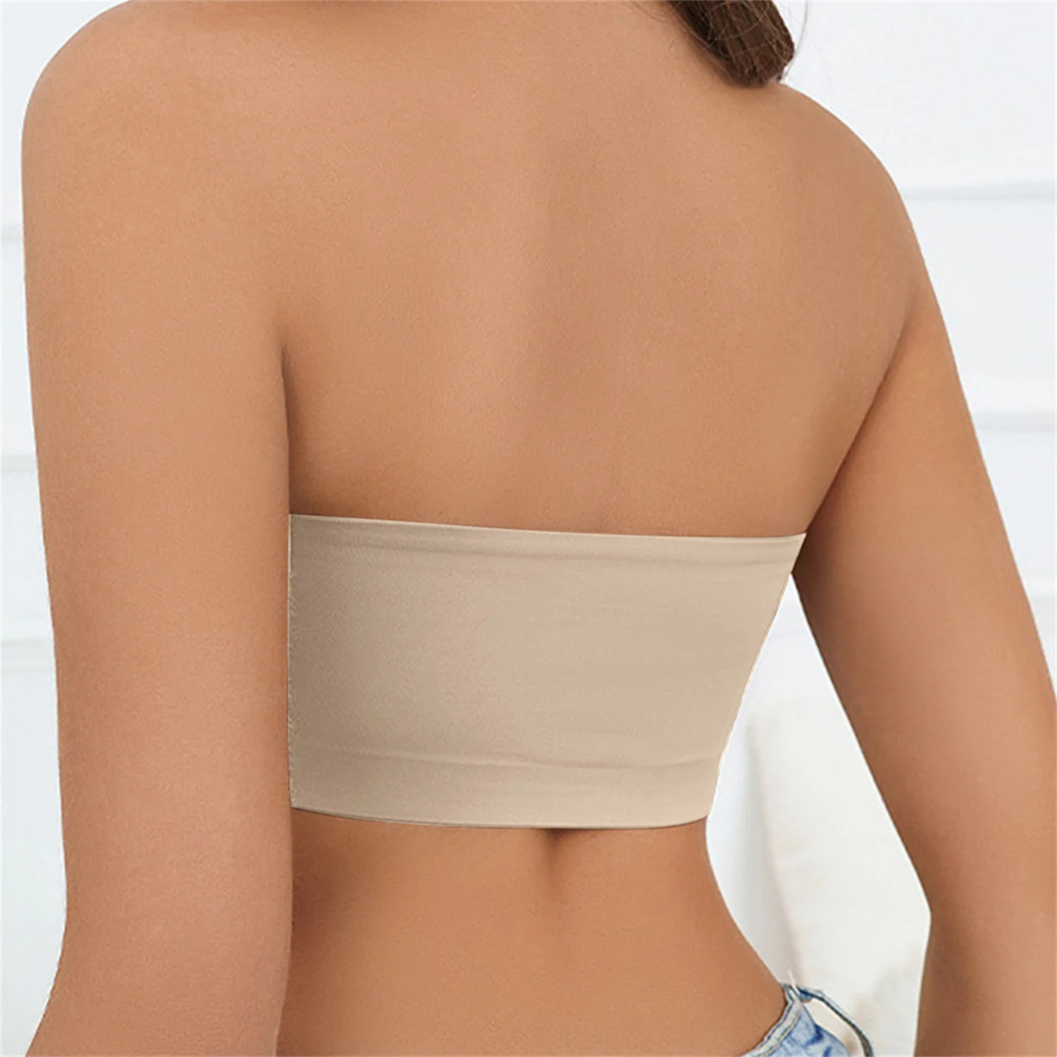 Women Bras Summer Strapless Chest Wrap Bandeau Unlined Seamless Breathable Comfortable Invisible Underwear Tops Push Up Brassier