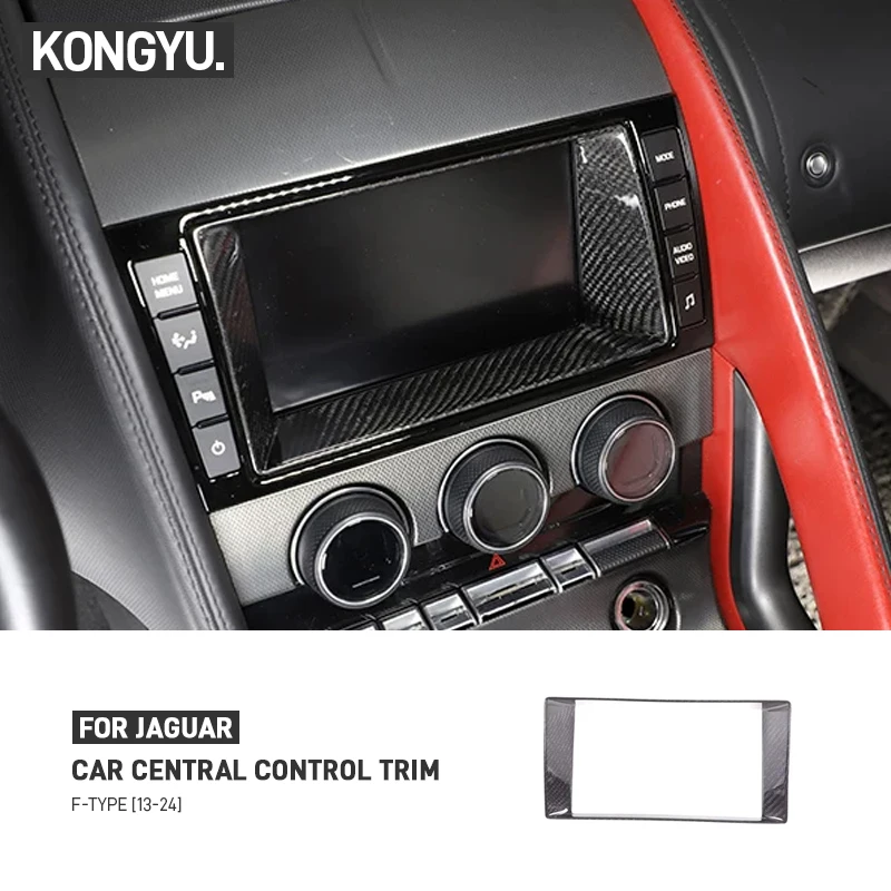 For Jaguar F-Type X152 2013-2024 Real Carbon Fiber Car Central Control Display Frame Trim Cover Decoration Sticker Accessories