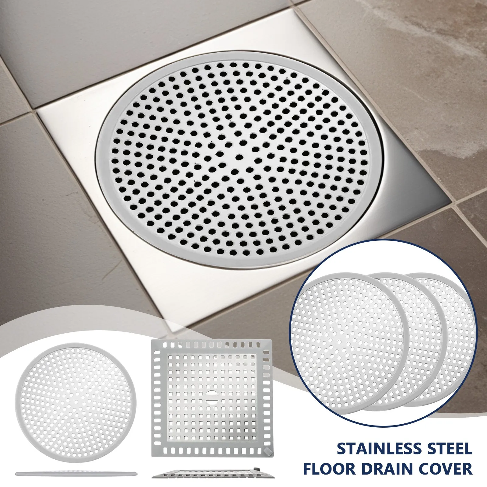 Stainless Steel Floor Cover Bathroom Hair Collector Washbasin Hair Filter Anti-blocking Net