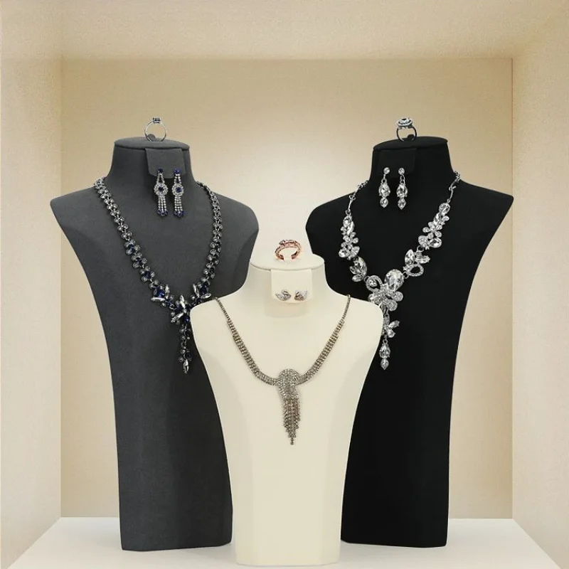 Showcase Necklace Display Stand Neck Model Jewelry Display Rack Counter Ring Organizer Holder Desktop Earrings Storage Holders
