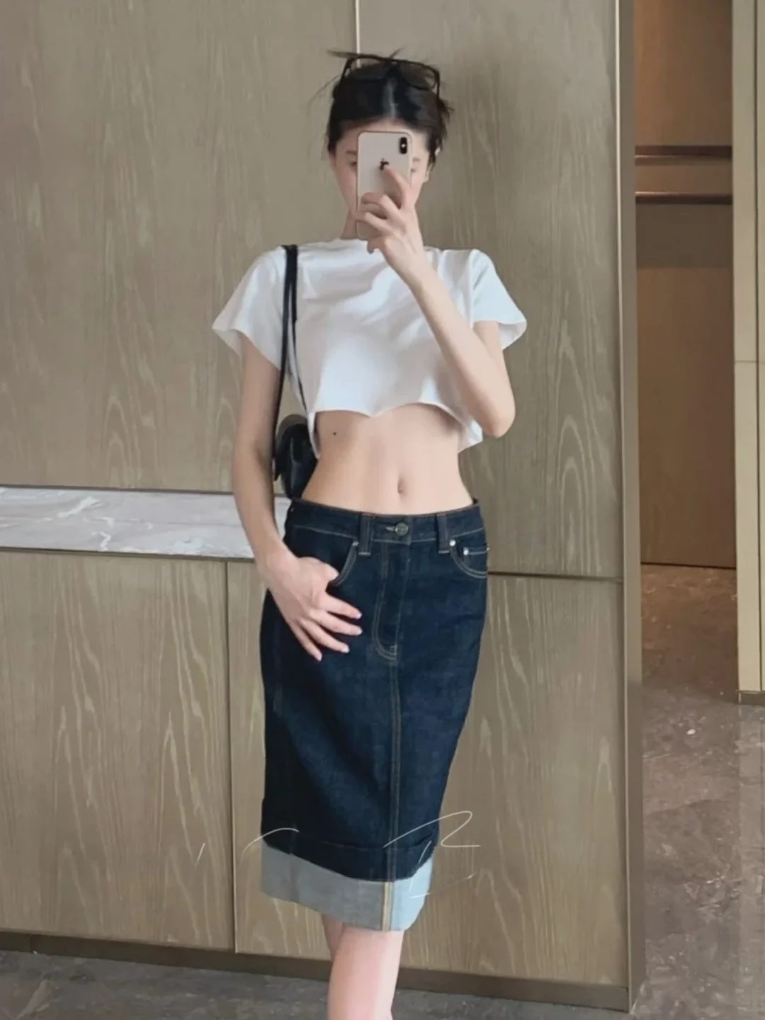 American Street Style Sexy Girl Simple Denim  Skirt Women Summer Mid-length Bodycon Slimming Versatile Jeans Skirt view 3