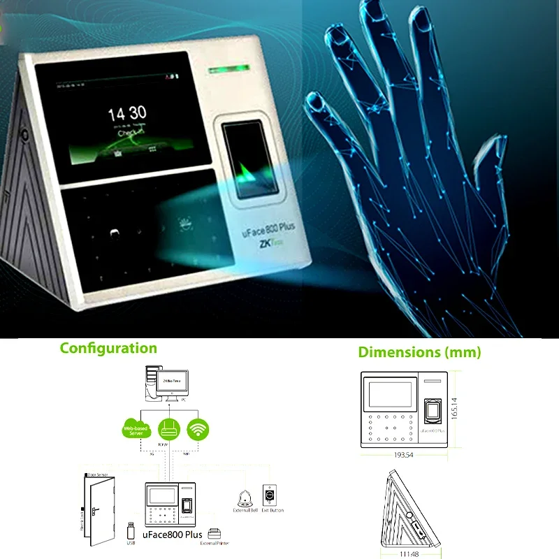 008 Zkteco 指紋顔出席マシン会社従業員顔認識作業顔ブラッシング時計マシン