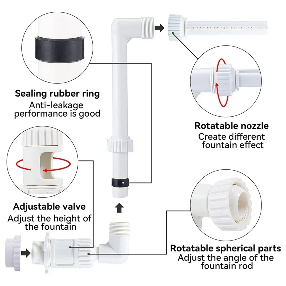 Fontanna basenowa Regulowany podwójny zraszacz wodny Opryskiwacz wodospadu Opryskiwacz basenowy Akcesoria fontannowe