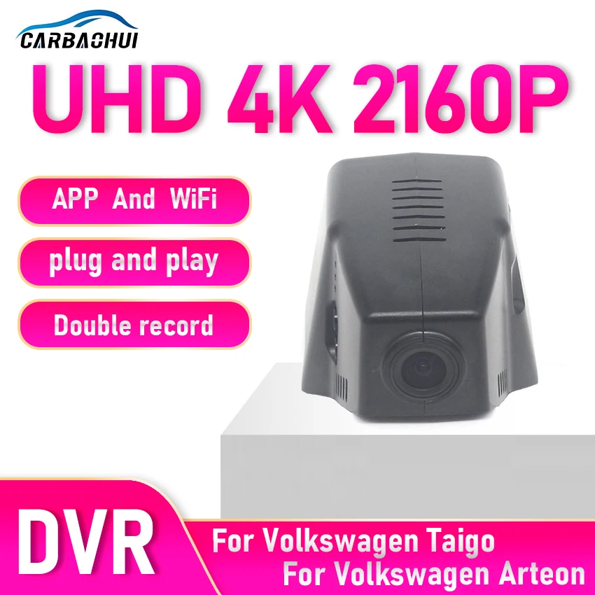 New! Plug and Play Dash Cam For Volkswagen Taigo 2022-2026, Dashcam For Volkswagen Arteon 2019-2025, 4K Car DVR WIFI APP Connect