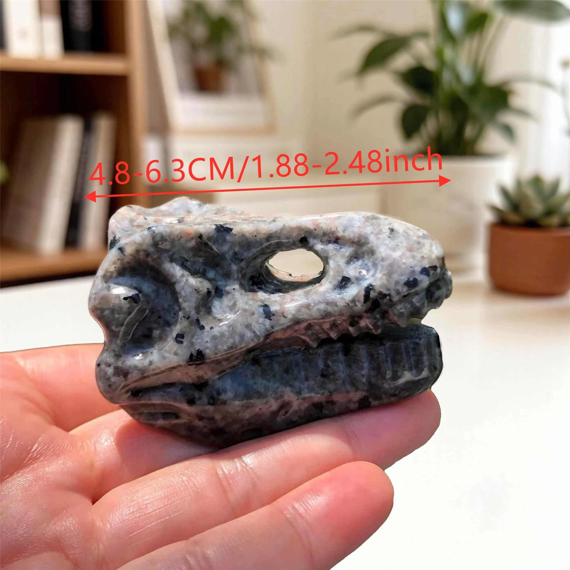 Natural Crystal Dinosaur Skull Hand Carved Gemstone T-Rex Skull Figurine Polished Prehistoric Home Decor Altar Collectible Gifts