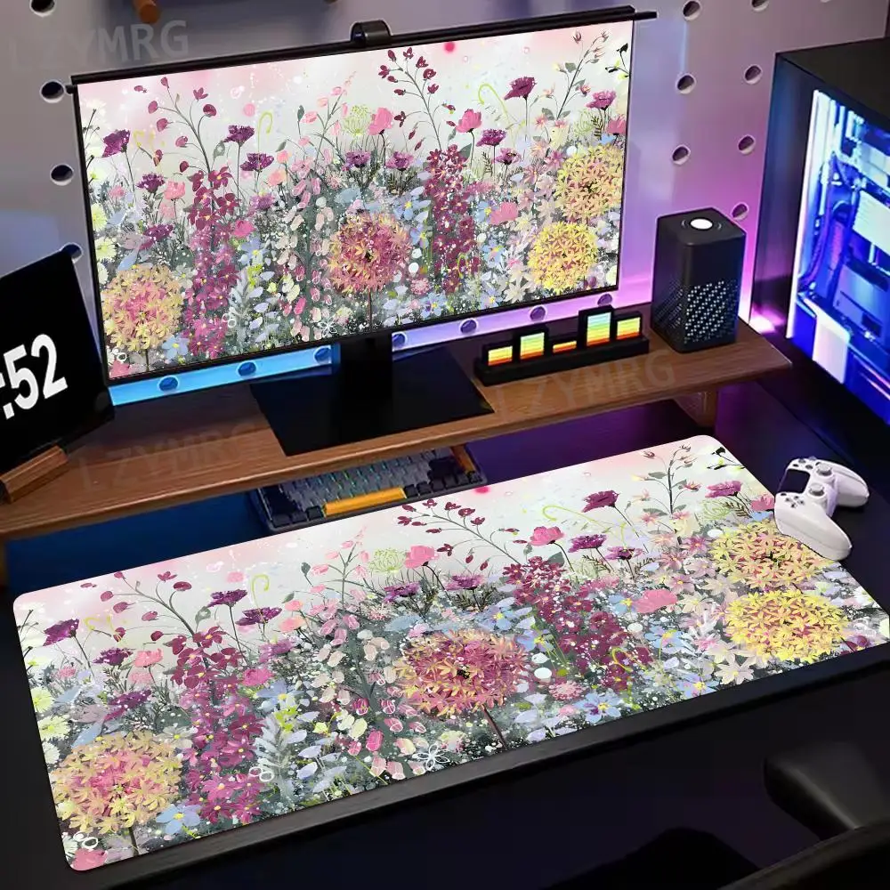 

Purple Plant Flower Aesthetics Mouse Pad Large Rubber Non-slip Desk Accessories Mousepad for Office and Gamer Keyboard Decor Mat