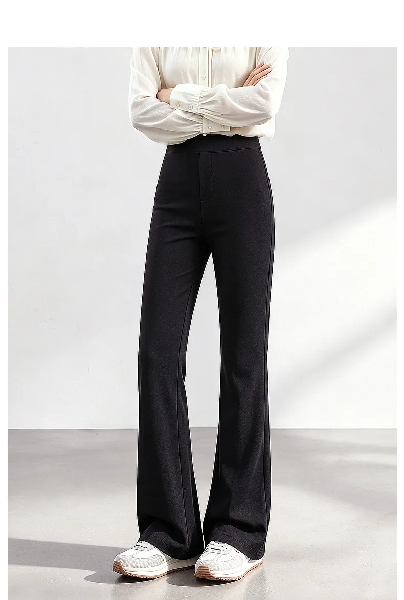 VIMLY Women's Black Flare Pants 2026 Autumn New Fashion Elegant High‑waist Versatile Pants Casual Office Lady Trousers 31738