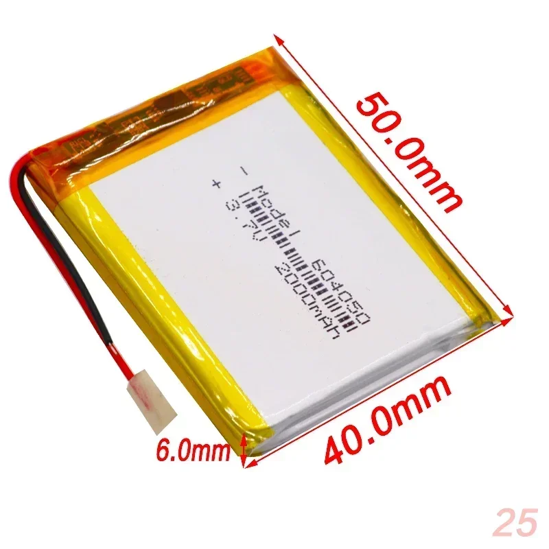 2pcs Rechargeable 604050 Lithium Ion Polymer Battery 3.7V 2000mAh Lipo Li-ion Battery With Pcb Charge Protection Long Lifespan