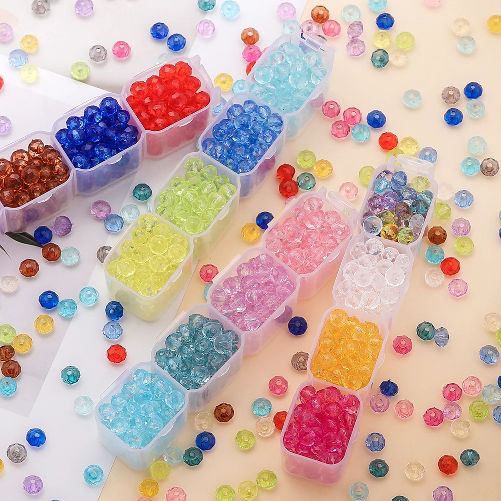 

100pcs/Lots 6mm Acrylic Flat Round Shaped Beads Clear Faceted Spacer Beads for DIY Earrings Bracelets Jewelry Making Supplies