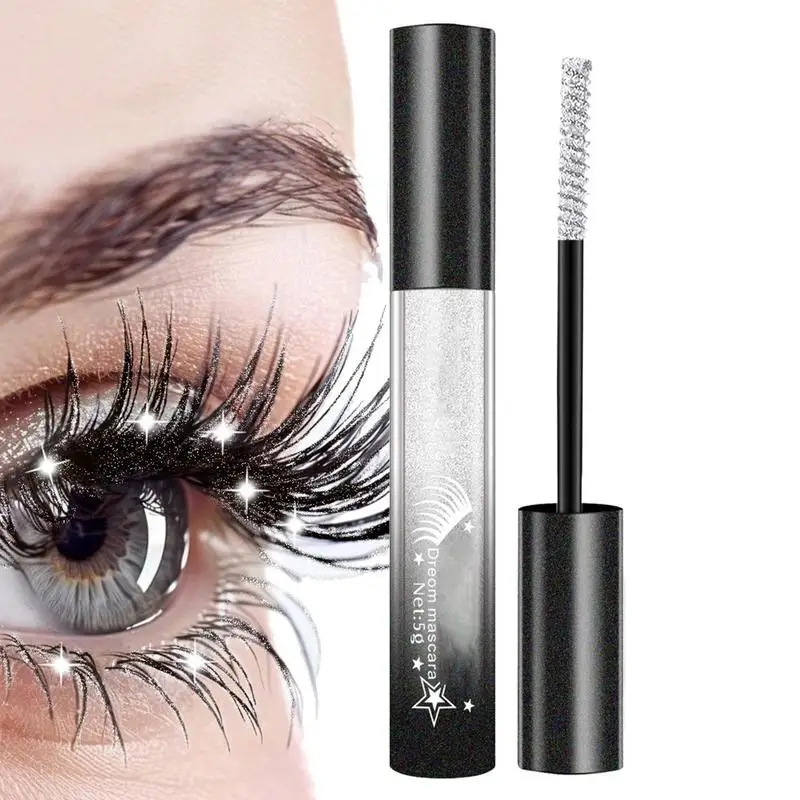 Sliver Gold Glitter Mascara Szybkoschnąca folia Brokatowy tusz do rzęs Podkręcający rzęsy Gruby wydłużający tusz do rzęs