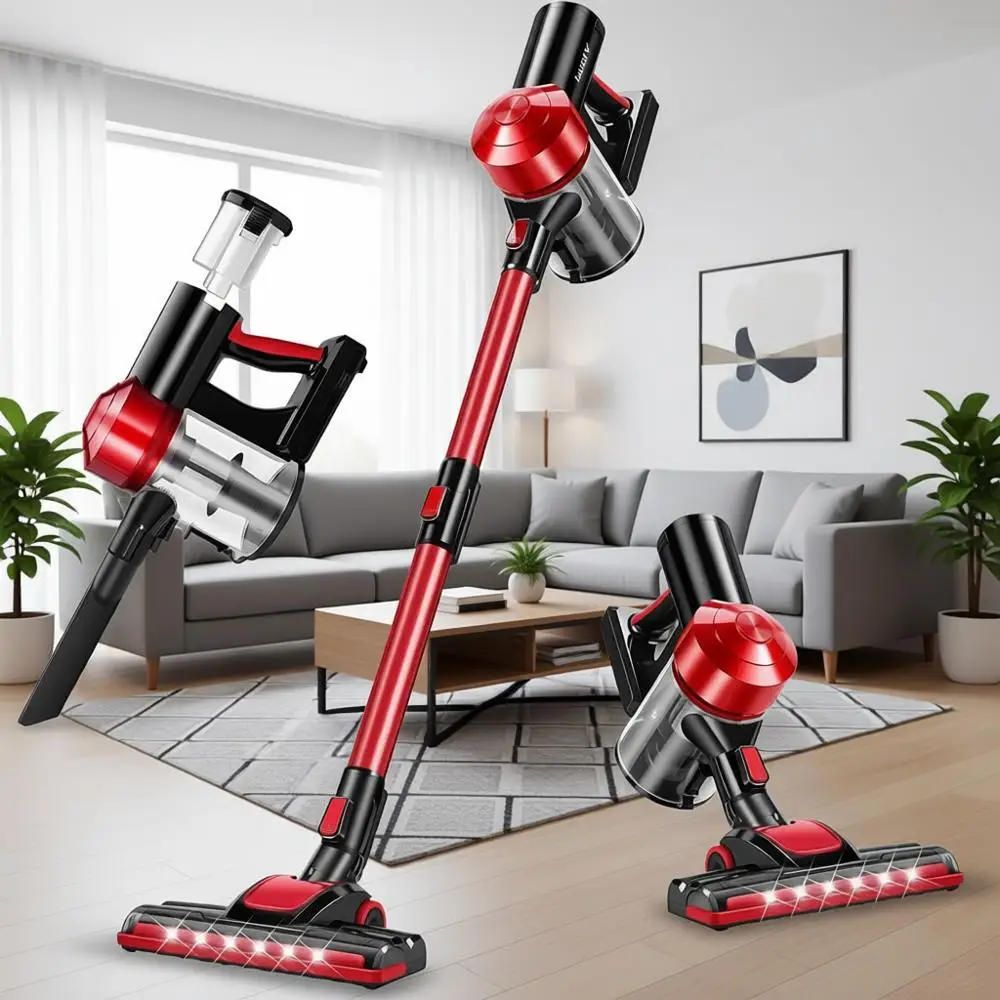 

Rechargeable Cordless Vacuum Cleaner with 2200mAh Detachable Battery, 18000Pa Cyclone Vacuum with HEPA Filter, Lightweight Porta