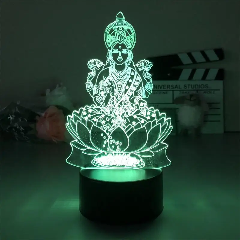 Lampa 3D lampka nocna 16 kolorów Hindu Vishnu zmieniająca kolor lampa biurkowa do salonu bezpośrednio dostarcza dekorację projektora pokoju