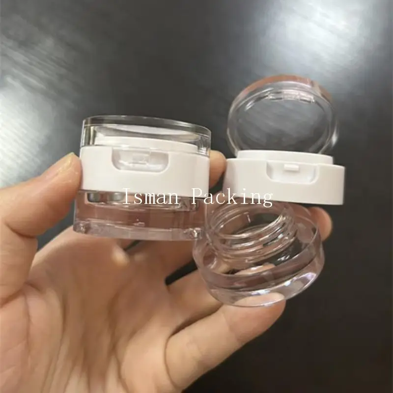 50Pcs Empty clear white double-layer lip scrub jar eyebrow cream bottle lipstick cans lip balm container jelly packaging shells