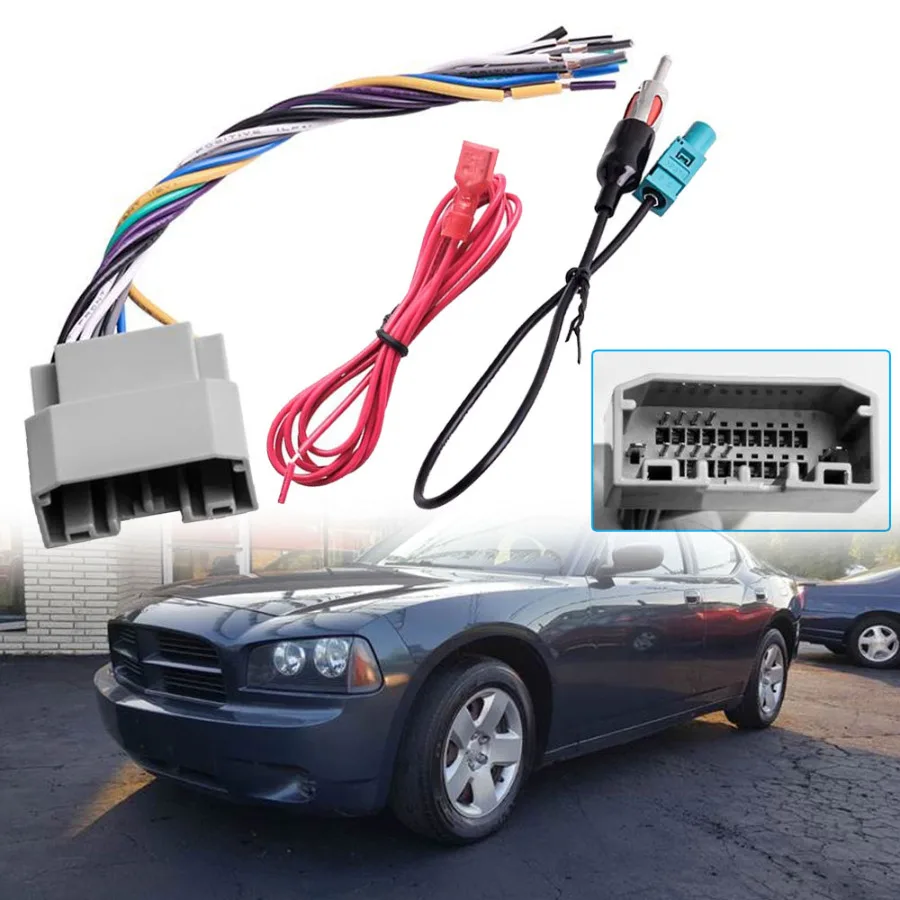 

Car Stereo Radio Wiring Harness Car Connector Wire Antenna Adapter Car Electronics Accessories for Dodge Charger 2008 2009 2010