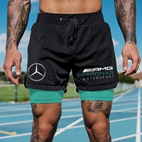 New Summer Men's Quick-Drying Fake Two-piece Shorts Men's Casual Racing Shorts Men's Gym Shorts 2-in-1 Training Shorts Moto