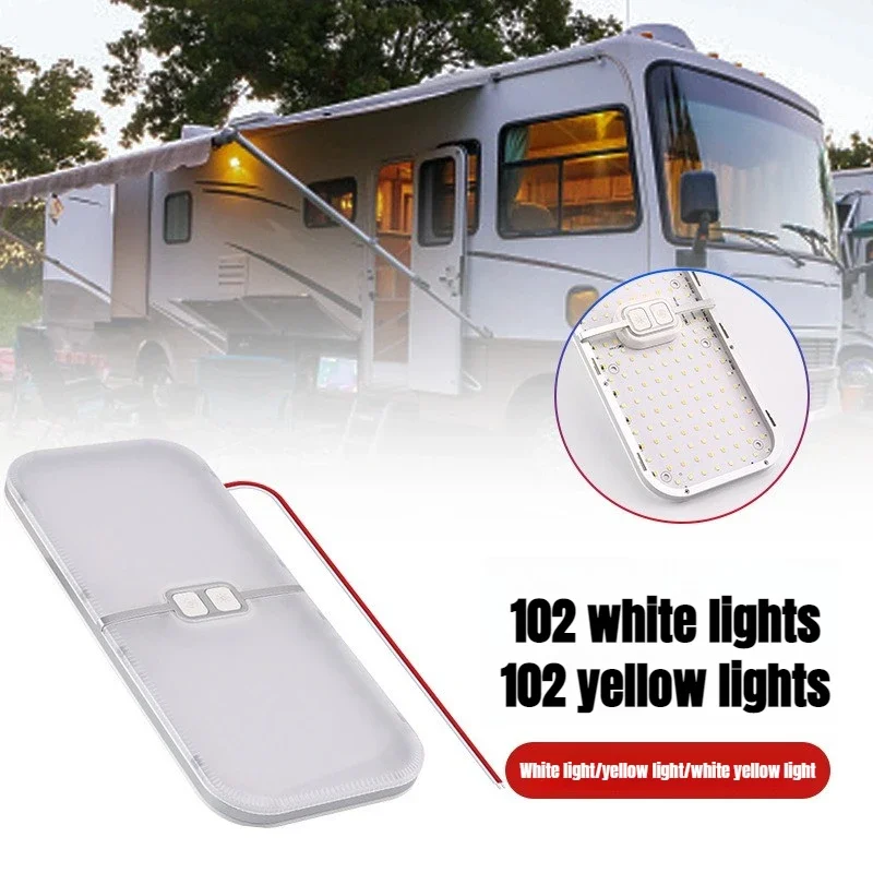 

2025 RV Lights Interior 3 Color Camper Lights 204 LEDs Dimmable 12V Led Lamps Fixture RV Ceiling Dome Light Automotive Supplies