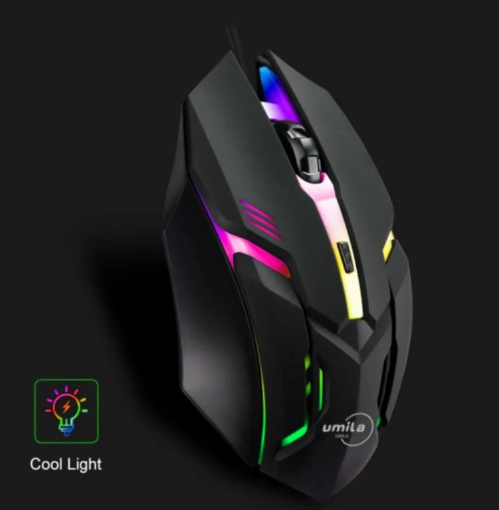 \Raton da gioco con luce colorata, mouse cablato retroilluminato X1 per ufficio, mouse USB personalizzato all'ingrosso