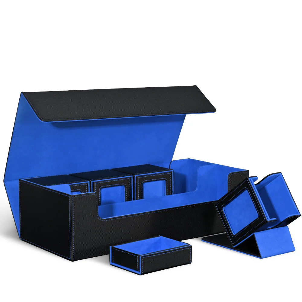 TCG Trading Card Storage Box with 4 Small Commander Deck Boxes, Large Card Deck Case with Dice Box for TCG & PTCG Cards view 5
