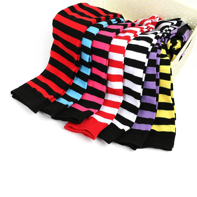 1Pair Colorful Striped Christmas Stocking Over Knee Socks For Women Girls Fashion Versatile Warm Sexy Slim Long Socks Gifts