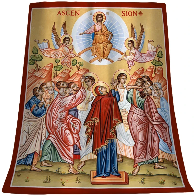 Manta de franela para todas las estaciones, manta cristiana de ascenso de Jesús, Señor de la resurrección, con icono de Lázaro, de Ho Me Lili