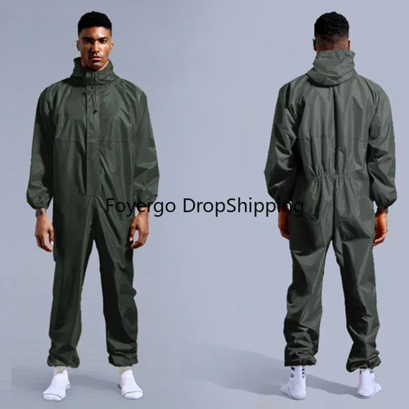 

Conjoined Raincoat Coverall Hat Oil-Resistant Safety Cycling Disposable Raincoat Custom Beach Wind Breaker Big Size Rain Suit