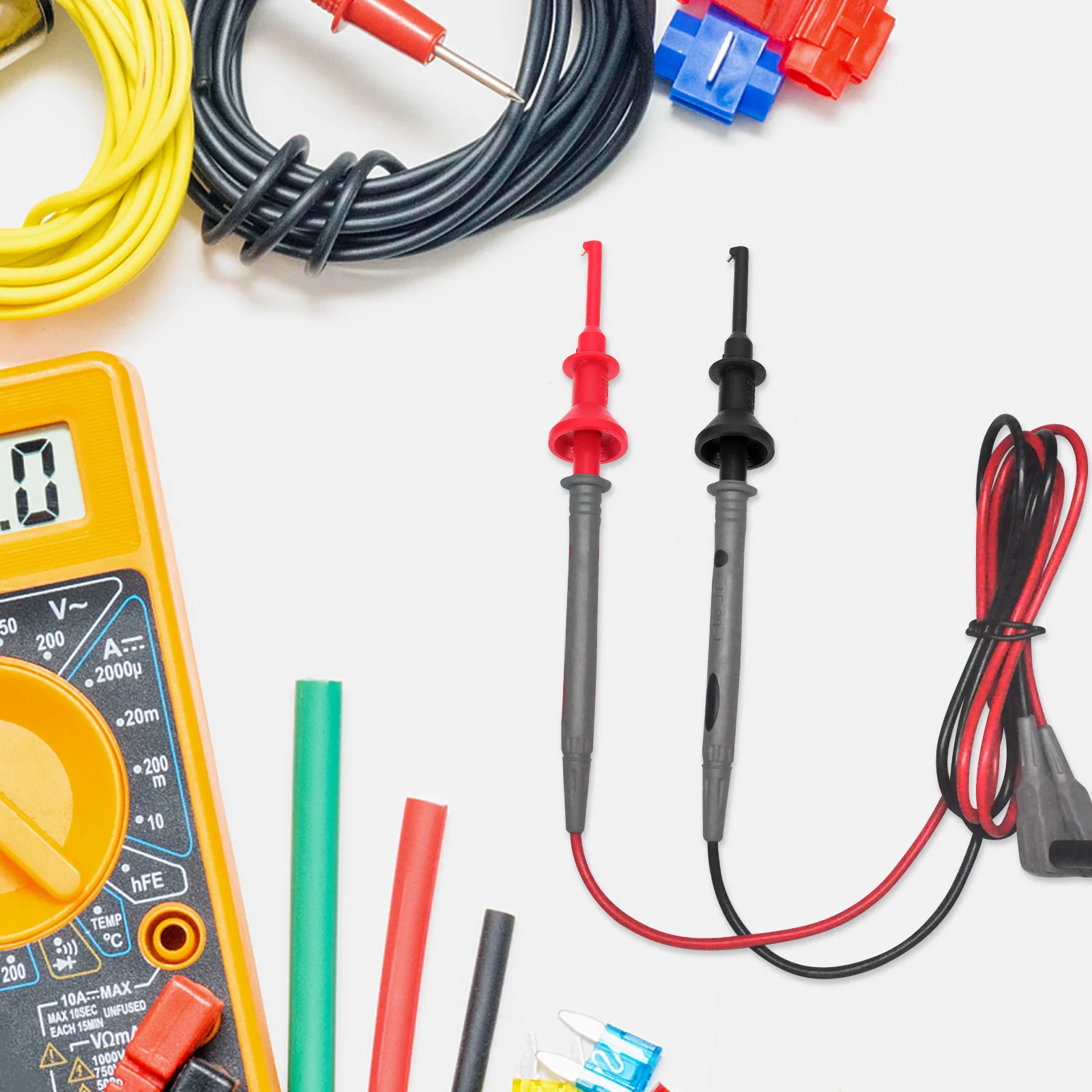 

2Pcs Testing Hook Clips 4mm Plug-in Probe Clamps Multimeter Test Leads Piercing Clip Mini Electronic Repair Tool Test Lead