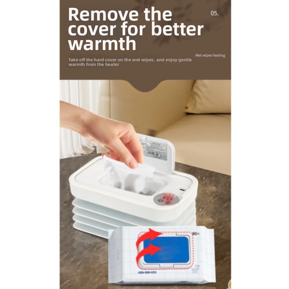 USB Plug-In Portable Wet Wipe Heater Large Capacity 3-Level Temperature Heating Mini Moisturizing Tissues Dispenser/Heater view 3