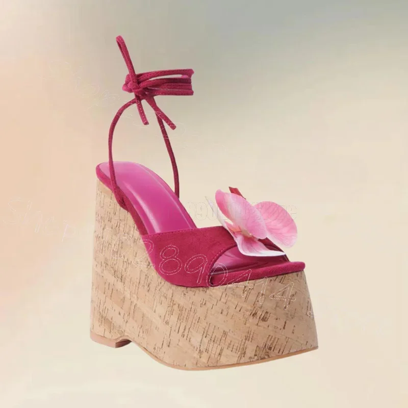 

Appliques Design Wooden Platform Twine Sandals Lace Up Women Shoes Wedges Heel New Party Banquet Dating 2025 Zapatos Para Mujere