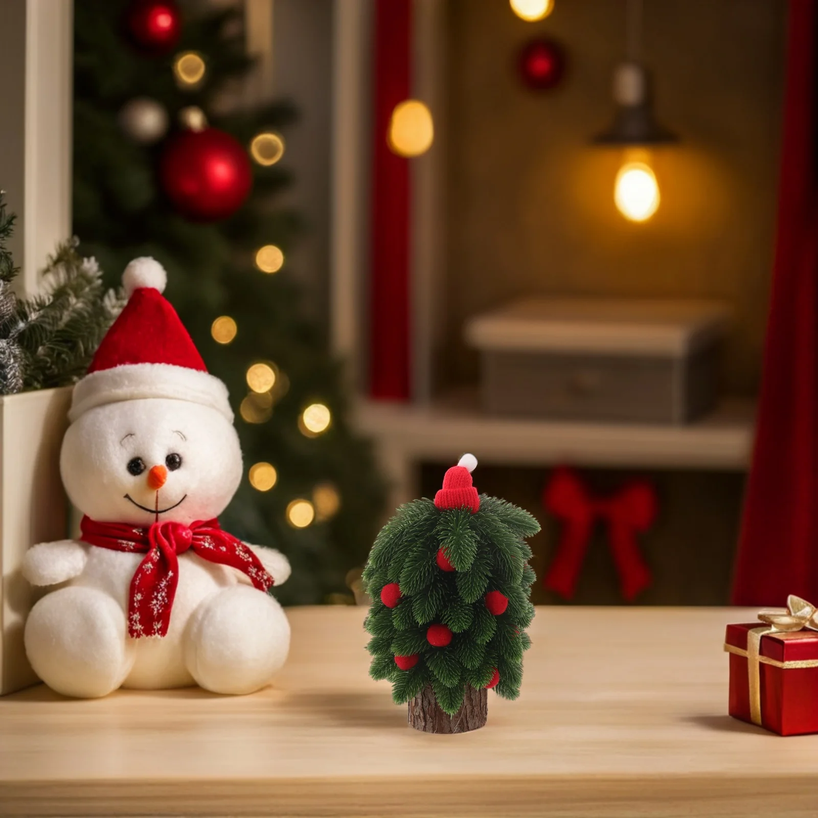 

Tabletop Christmas Tree Mini Fake Pine with Realistic Details Sturdy Wood-Inspired Design Festive Desktop Decoration for Holiday