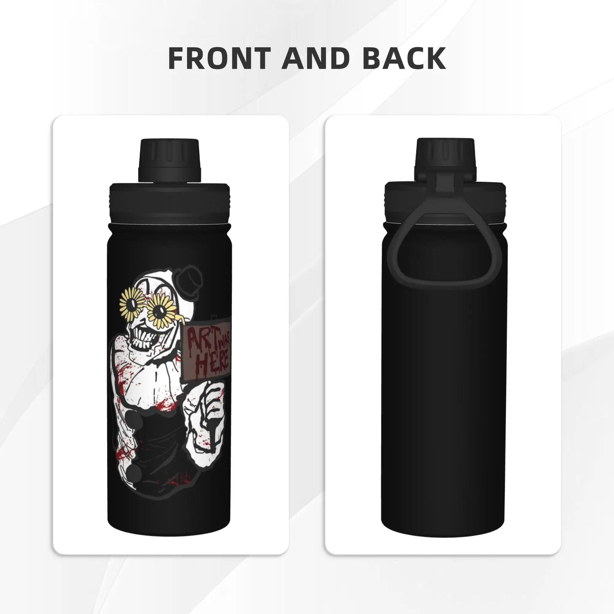 Terrifiers Art Was Here 18OZ Sports Insulated Kettle Halloween Thermal Cup Stainless Steel Office Home Mug Water Bottle
