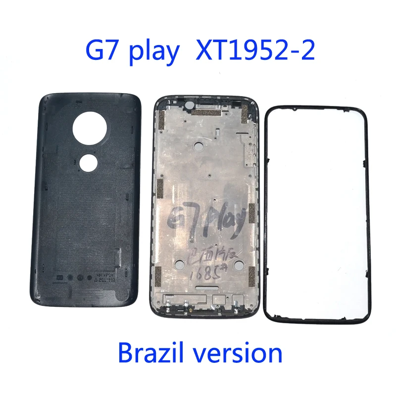 Original for Motorola Moto G7 Play XT1952-2 LCD Middle Frame with Ring Bezel with Back Battery Cover Housing Full Repair Parts for samsung galaxy s22 5g ring card litchi leather back phone case